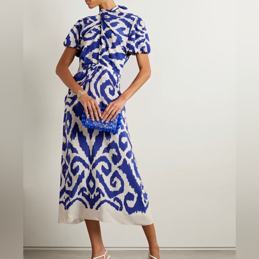 Johanna Ortiz Plantas Marinas Silk Midi-Dress NWT